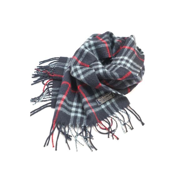 Burberry Navy Tartan Cashmere Scarf - Picture 10 of 10